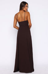 Afterparty Elegance Maxi Dress Chocolate