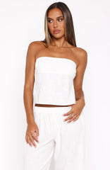 I Knew You'd Leave Strapless Top White