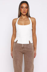 I'm Next Halter Top Off White