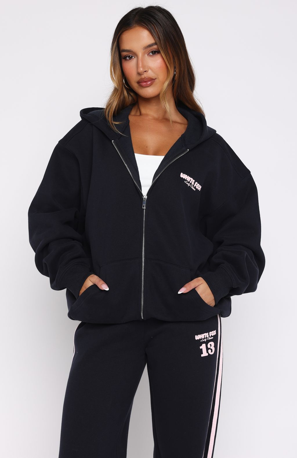 Lucky Thirteen Charise Zip Front Hoodie Navy