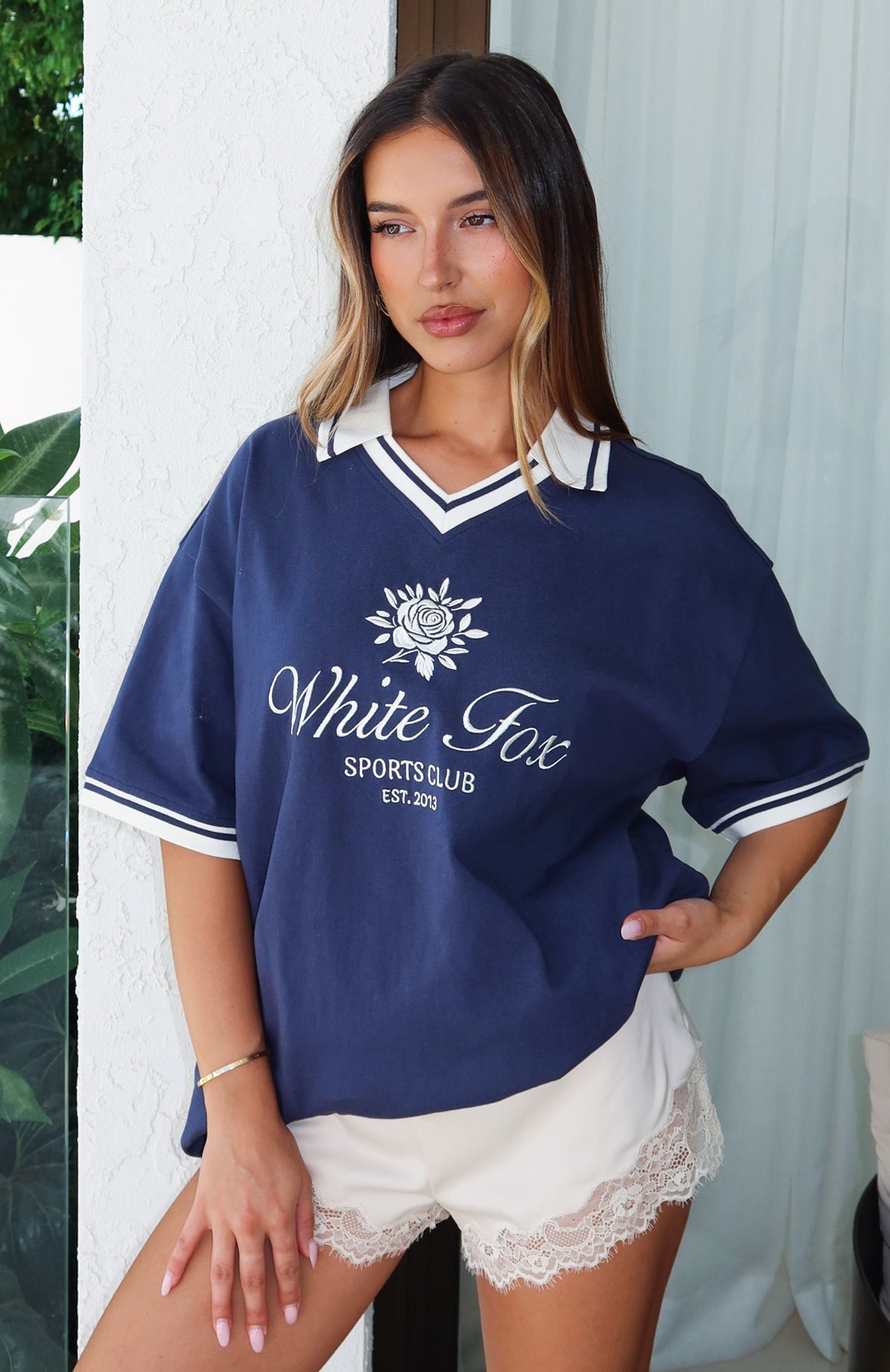 Along The Way Oversized Jersey Navy
