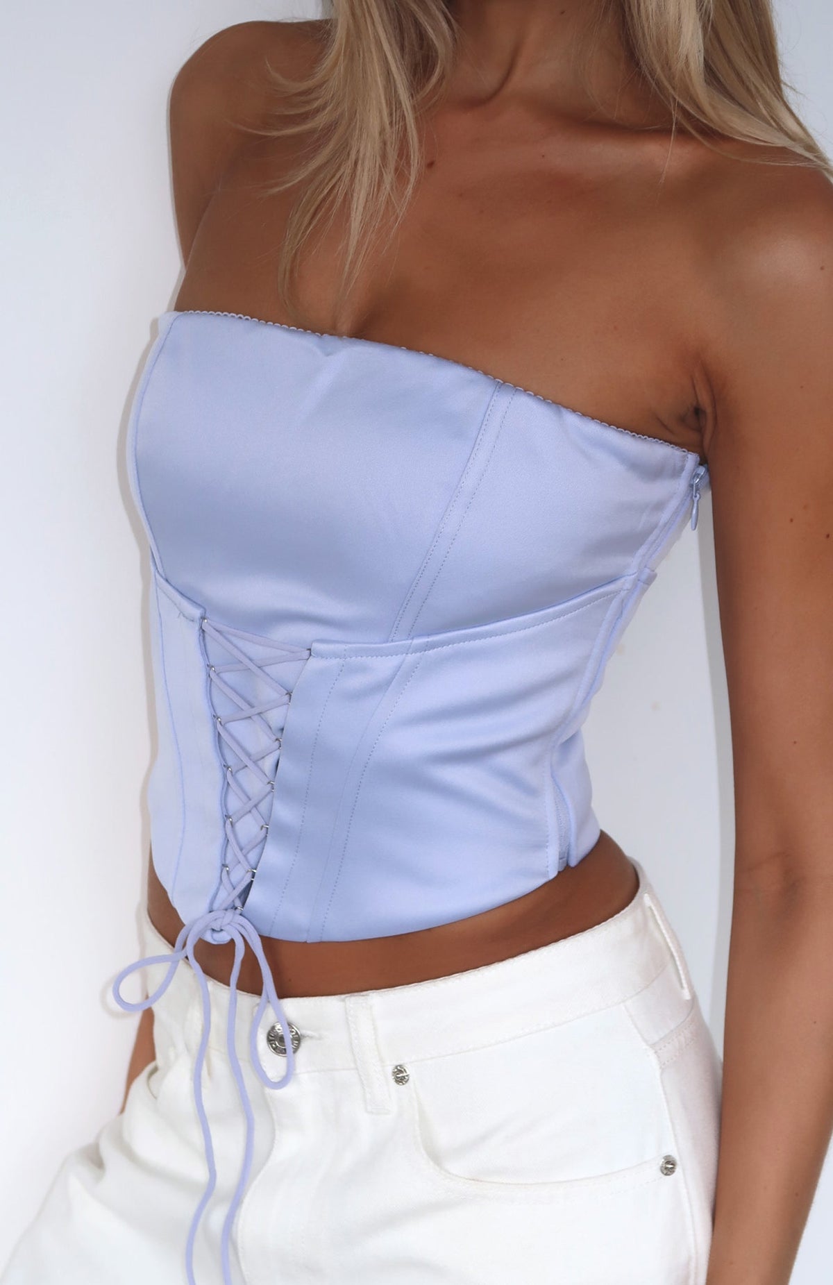 Dreamer's Anthem Strapless Bustier Cornflower Blue