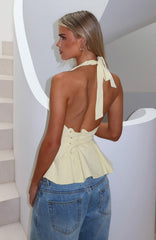 Talking Crazy Halter Top Lemon